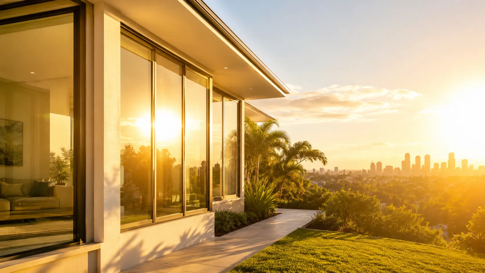 Large aluminium sliding door suited to Queensland afternoon sun control