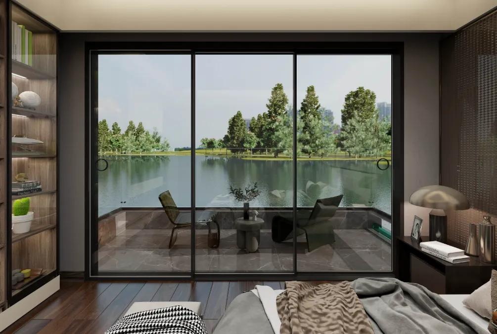Residential sliding door application showing clean aluminium framing and wide opening access