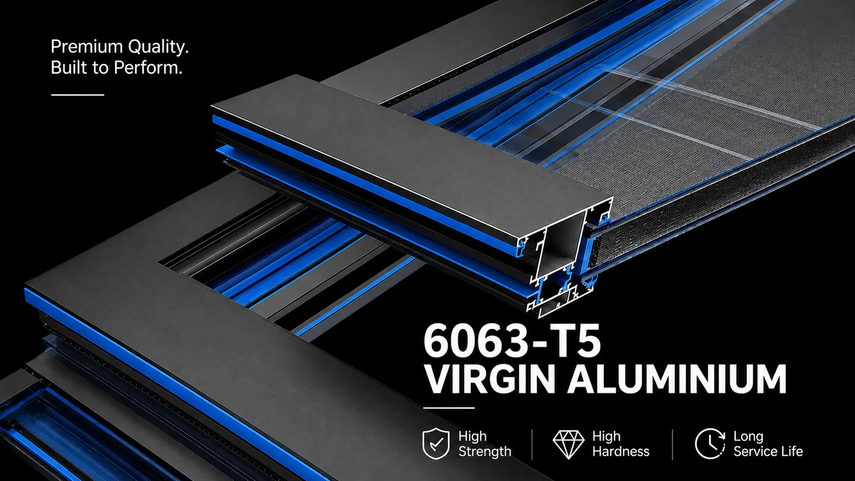 6063-T5 virgin aluminium profile cross-section