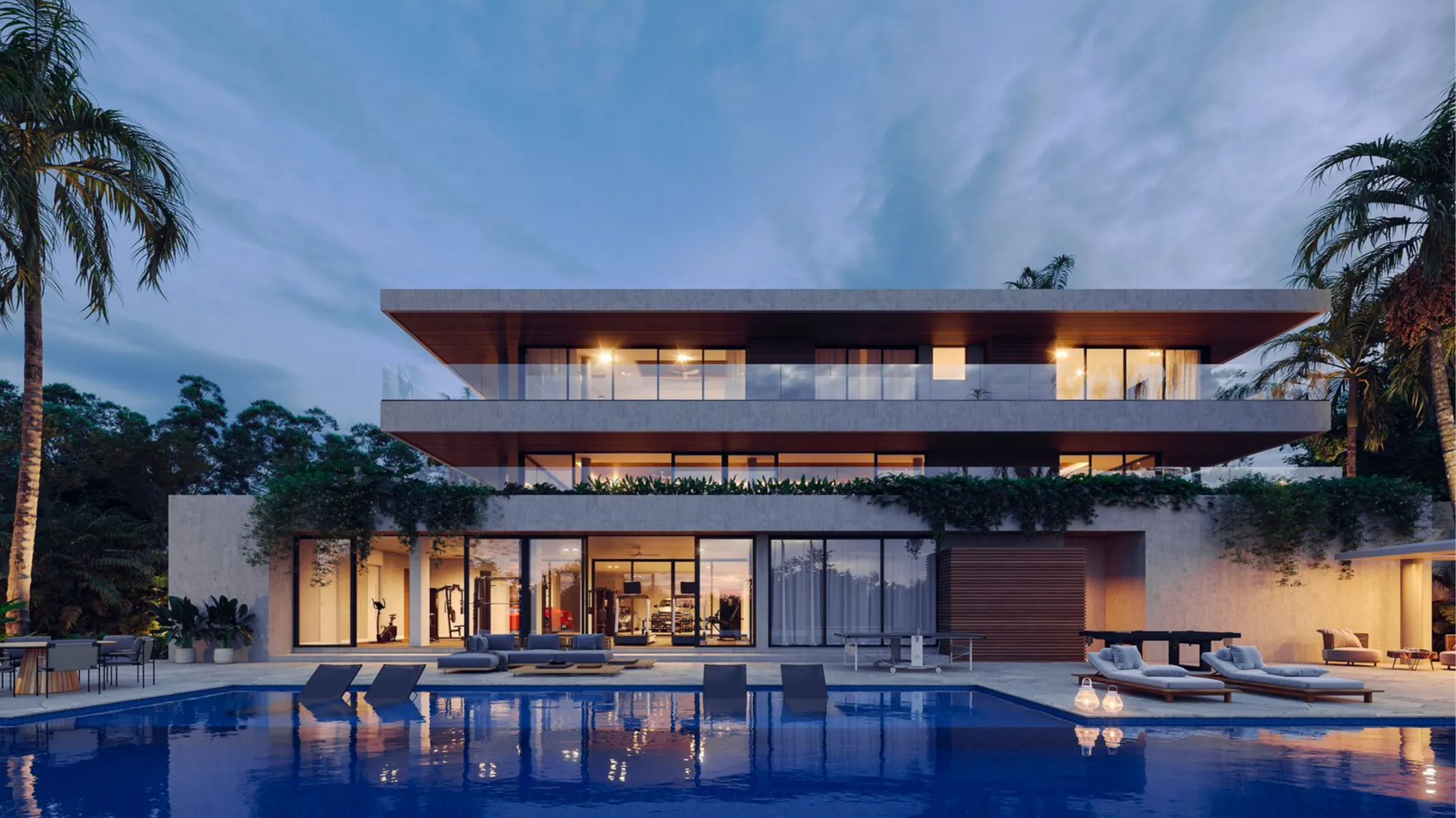 Architectural project with large aluminium window and door openings