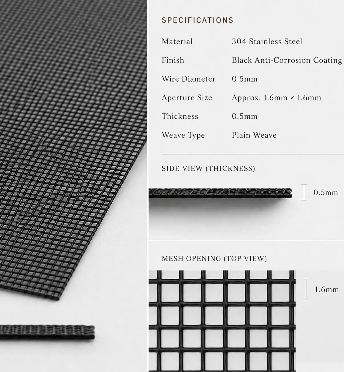 0.5mm stainless steel mesh render layered over heavier mesh option