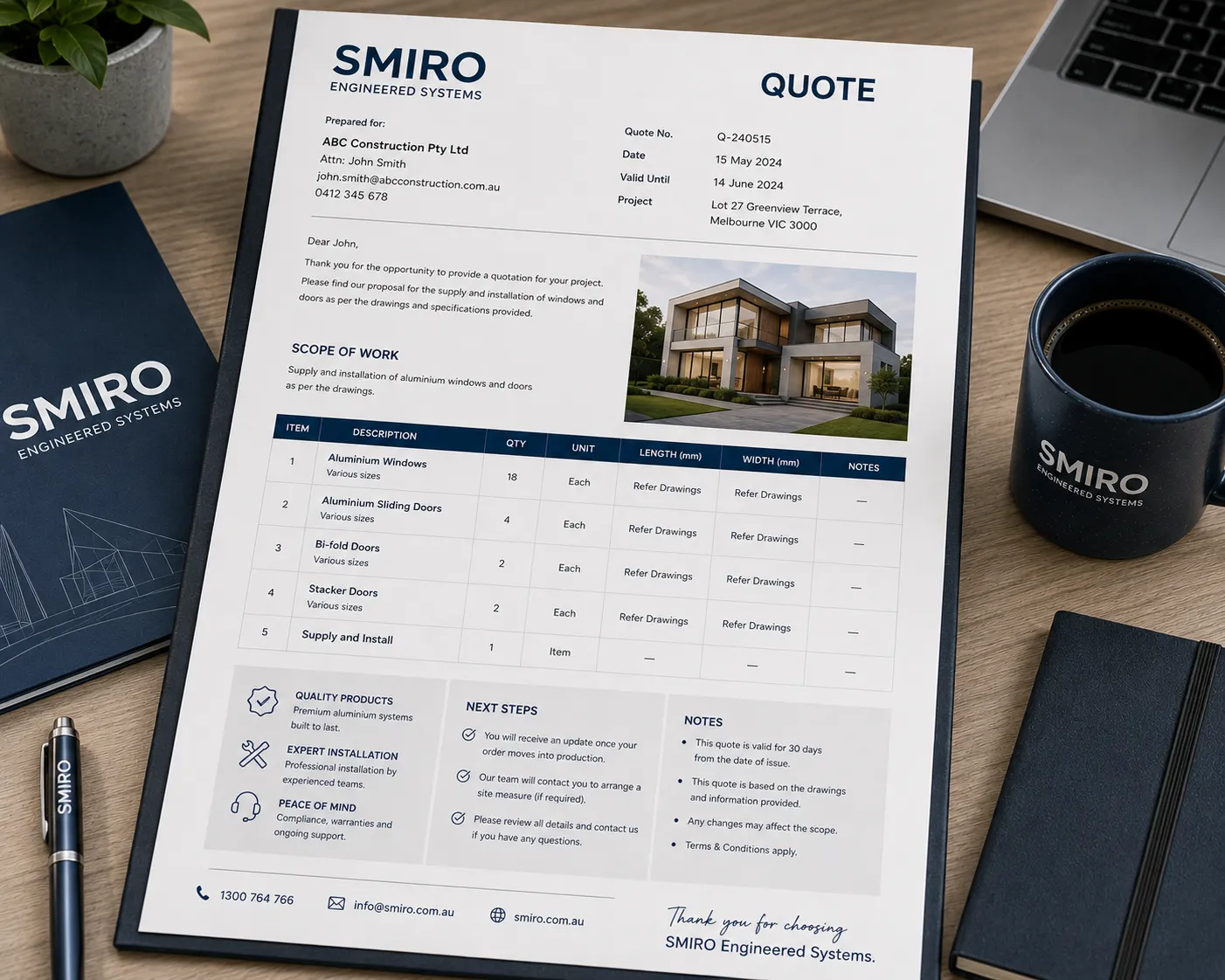 Receive quote step preview